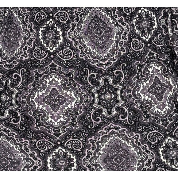Lucky Brand Black Purple Paisley‎ Lace Tassel Tie Peasant Blouse Size Large - Picture 8 of 13